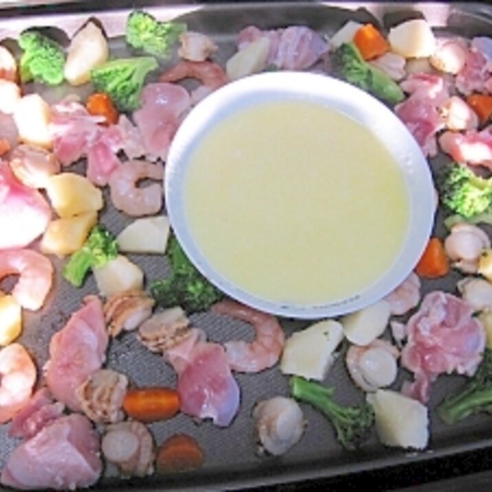 ホットプレートで☆チーズと焦がし醤油のWフォンデュ